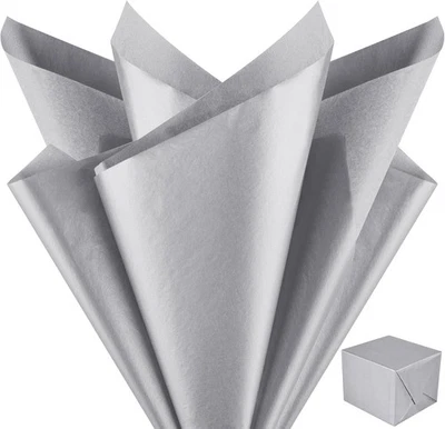NEBURORA Metallic Silver Tissue Paper for Gift Bags 60 Sheets 14 X 20  - Image 1 of 4