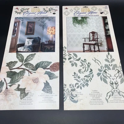 Lot 2 Plaid Wall Stencils 29014 Magnolia, 29009 Damask New - Image 1 of 4