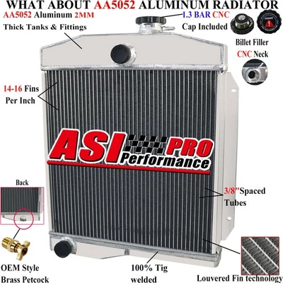 4 Row Radiator Fit 1955-1958 Jeep Willys 1959-1971 Jeep CJ3 CJ5 CJ6 2.2L 3.7L - Imagem 1 de 4