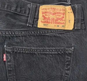 Levi's Men's 501 Original Fit Straight Leg Button Fly Jeans 38x29 Black - Picture 1 of 3