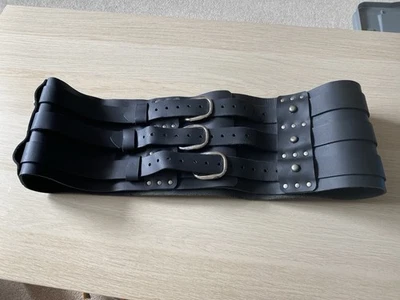 Leather Heavy Triple Belt LARP Cosplay SCA Black L-XL - Image 1 of 4