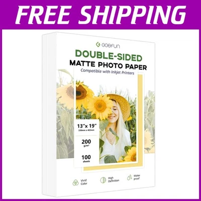 Durable 100 Sheets 13x19 Double Sided Matte Inkjet Paper - Quick-Drying Quality - Image 1 of 4