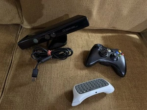 Xbox 360 Black Controller, Kinect & Chatpad - Picture 1 of 6