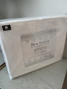 400 Thread Count Hemstitch Solid Duvet Set White Queen/Full Size - Picture 1 of 3