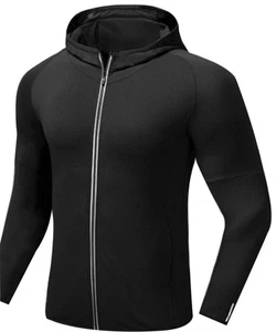 Men Women Unisex Sports Warm Up Jacket Large Gym Zip Up Polyester with hood - Picture 1 of 4