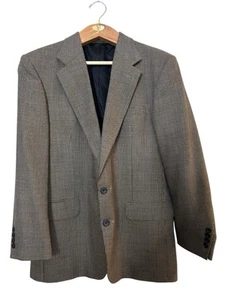 Oscar De La Renta Sport Coat Blazer Brown Black Checked Men’s Size 44R 2 Button - Picture 1 of 10