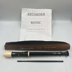 Vintage LMI Recorder Soprano 460014-03 With Case & Rod,  Black & White - Picture 1 of 8