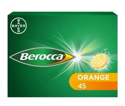 Berocca Energy Vitamin Tablets Naranja, Complejo Vitamínico B, Vitamina B12, 45 TAB Foto 1 de 3