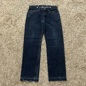 Old Joe Brand Japanese Selvedge Painter Belted Dark Wash Distressed Jeans 30x29 - Picture 1 of 10