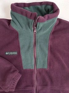 Columbia Men's Large 90s Style Purple Green Heavy Full Zip Fleece Jacket - Picture 1 of 13