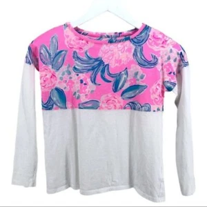 Lilly Pulitzer Kids Long Sleeve T-Shirt, LG Size - Pink & White Floral - Picture 1 of 6