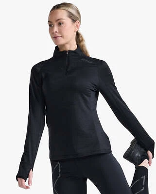 Novo 2XU Feminino Ignição 1/4 Zíper Manga Longa Top Térmico Grande (Preto) WR6834a - Imagem 1 de 4