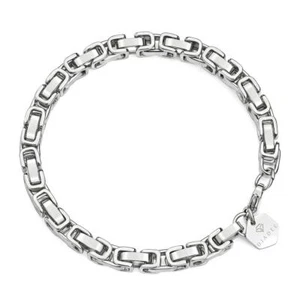 Pulsera de hombre plata chapada en oro blanco 18 quilates acero inoxidable RESISTENTE AL AGUA B6112DL - Imagen 1 de 3