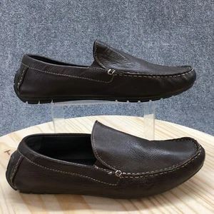 Joseph Abboud Shoes Mens 12 Slip On Loafers Brown Leather Moc Toe Casual Low - Picture 1 of 17