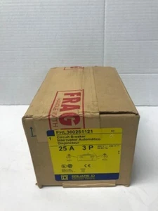 Square D NIB FHL36025 Circuit Breaker 25 Amp 600 Vac 3P FHL360251121 Unopened - Picture 1 of 5