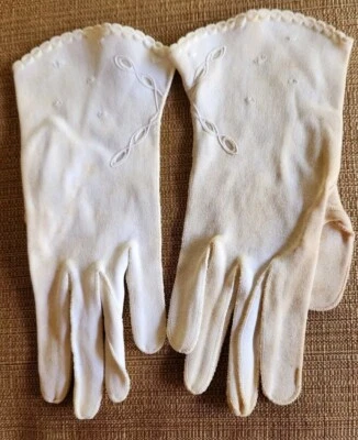 Guantes con ojales bordados vintage MAX MAYERS crema para mujer con ALEMANIA talla pequeña Foto 1 de 4