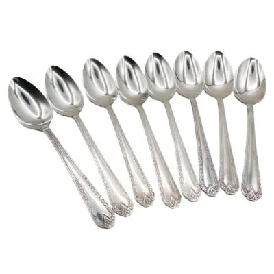 Atq Art Deco National Silver Co EPNS Silver Plate Tea Spoons "Twelve" Set of 8 - Image 1 of 4