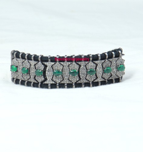 VALENTINO Bracciali con pietre preziose e diamanti pavè di smeraldo argento sterling 925 bracciali fatti a mano