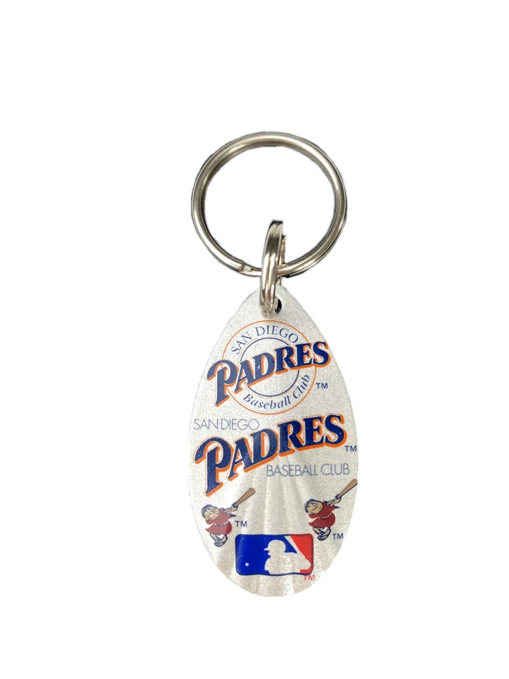 MLB San Diego Padres White Vintage Teardrop Spinner Keychain - Image 1 of 1