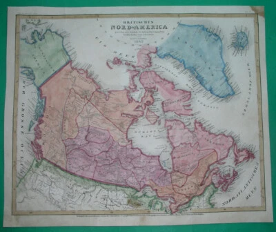 1849 rare ORIGINAL MAP CANADA UNITED STATES GREENLAND ALASKA Rupertus Abbitibe - Image 1 of 4