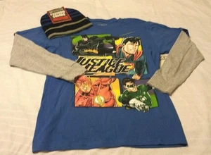 DC Comics Jungen T-Shirt Beanie Mütze Set 2XL 18 Neu - Bild 1 von 2