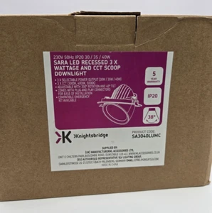 Knightsbridge - Sara LED Recessed 3 X Wattage and CCT Scoop Downlight - SINGLE - Picture 1 of 2