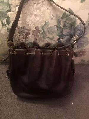 Bolso de Mano Lauren Ralph Lauren Marrón Cuero Guijarro Cordón Cubo Foto 1 de 4