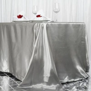 10 pcs 90x156" RECTANGLE Satin TABLECLOTHS Wedding Party Banquet Catering Linens - Picture 1 of 166