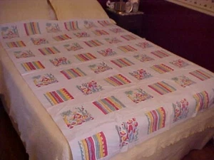 VINTAGE TABLECLOTH, MULTICOLORED SW DESIGN, AS IS CUTTER CRAFT - Picture 1 of 6