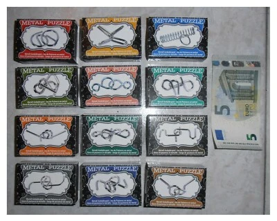 12 giochi vintage serie completa abilità destrezza metallo rompicapo puzzle 3D - Immagine 1 di 2