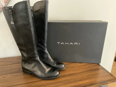Botas de cuero para mujer Tahari Billings hasta la rodilla estilo equitación, talla 7, usado una vez! Foto 1 de 4
