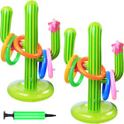 Inflatable Cactus Ring Toss Game Set Includes 2 Pieces Inflatable Cactus, 10 Pie