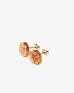 Round Ear Studs Earrings In Copper Glitter Acrylic 316L Surgical Steel Posts - Picture 1 of 3
