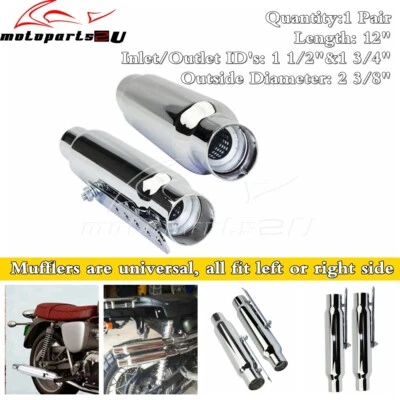Shorty Megaphone Mufflers Exhaust Pipes Motorcycle For 1 1/2" or 1 3/4" pipes - Image 1 of 4