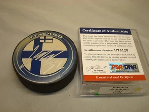 Kari Lehtonen Signed Team Finland Hockey Puck Autographed PSA/DNA COA 1A - Picture 1 of 3