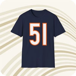 Dick Butkus #51 Chicago Bears Jersey T-Shirt - Front & Back Print - Picture 1 of 6