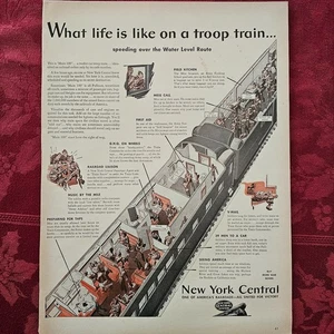 New York Central Troop Train WWII Cutaway Illustration Vintage Print Ad - 1943 - Bild 1 von 1