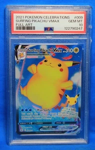 2021 POKEMON CELEBRATIONS # 009 FA Surfing Pikachu VMAX PSA 10 GEM MT #122790247 - Picture 1 of 2