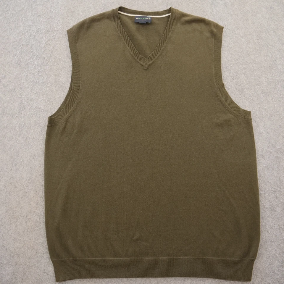 Banana Republic Chaleco Suéter Para Hombres Grande Verde Cuello en V Nudo Pullover Foto 1 de 4