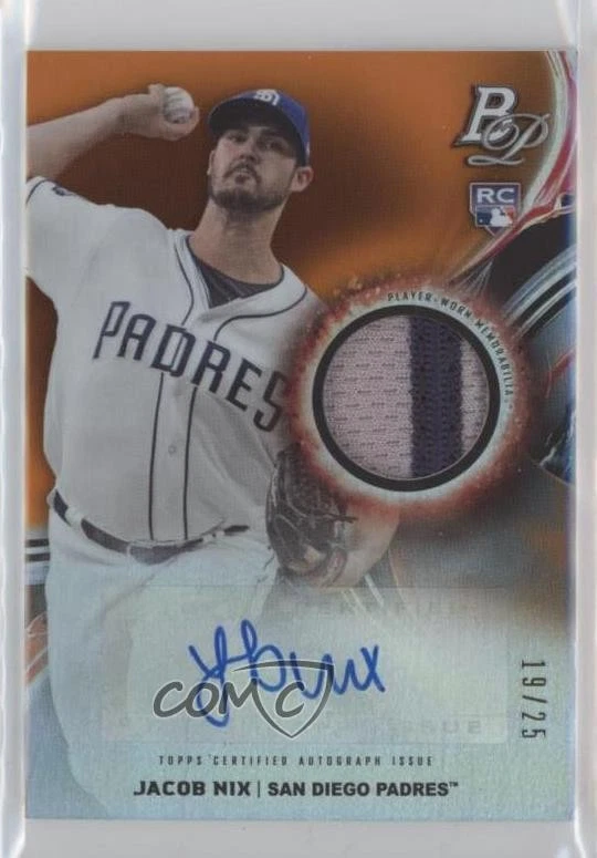 2019 Bowman Platinum Orange Foil /25 Jacob Nix #PPAR-JN Rookie Auto RC - Image 1 of 2