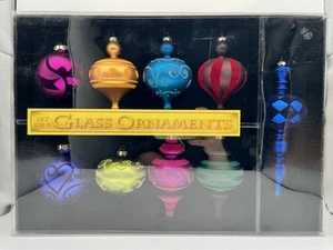 Costco Jewel Tone Flocked Glass Christmas Ornament Set of 9 Ornaments - Picture 1 of 7