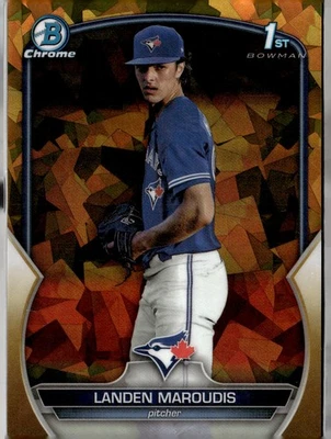 (5806) Landen Maroudis #/50 2023 Bowman Chrome Draft Sapphire Gold Refractor RC - Image 1 of 2