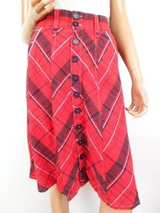 Vila Size XL Red Midi A-Line Skirt Cotton Pockets - Picture 1 of 5