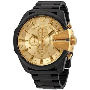 Diesel DZ4485 Mega Chief Herren Schwarz Edelstahl Gold Zifferblatt Chrono Uhr 59X51mm - Bild 1 von 4