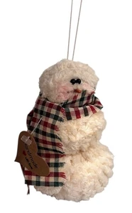 Plüsch Schneemann Ornament mit Schal Weihnachtsdeko Handarbeit mit Liebe 4,5 Zoll - Bild 1 von 7