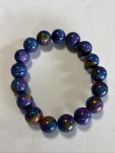 12 mm Azurit / Malachit Kristall Runde Perlen Elastisch Armband - Bild 1 von 6