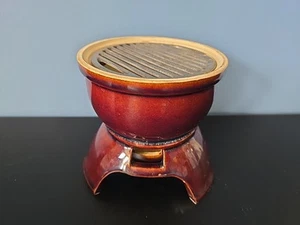 Vintage Ceramic Mini Table Top Hibachi Style BBQ Grill Japan 5.5" x 5.5" - Picture 1 of 12
