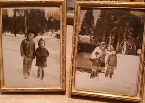 2 marcos de vidrio convexo burbuja vintage ~ 3 x 4 ~ fotos de latón grabado Inc.  - Imagen 1 de 5