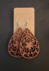 Bridesmaid Wedding Wood Cutout BOHO Earrings Women Gift Stocking Stuffer - Picture 1 of 2