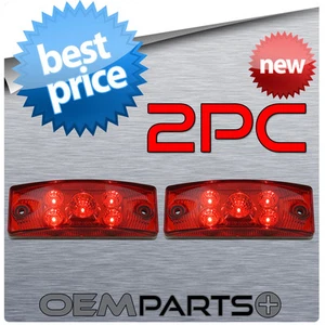 2x New LED Rectangular Clerance Side Marker Truck Trailer Red Light USA - Picture 1 of 1